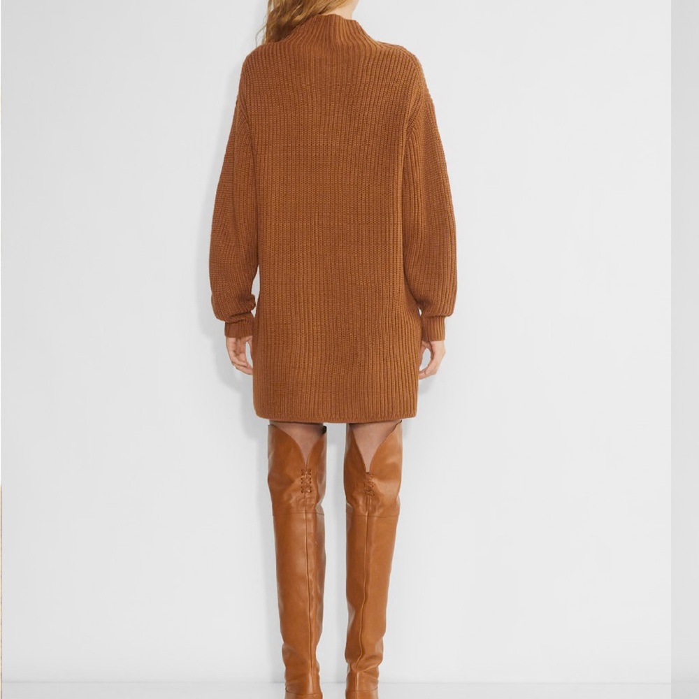 Wilfred Long Sleeve Ribbed Turtleneck Dress in Charcoal Gray - Picture 8 of 8